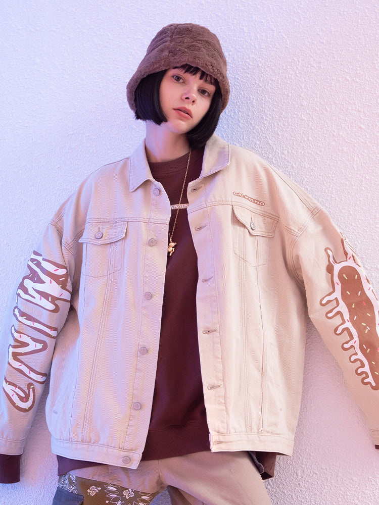 Relaxed Denim Jacket Cotton Poly Blend Unisex Casual Coat