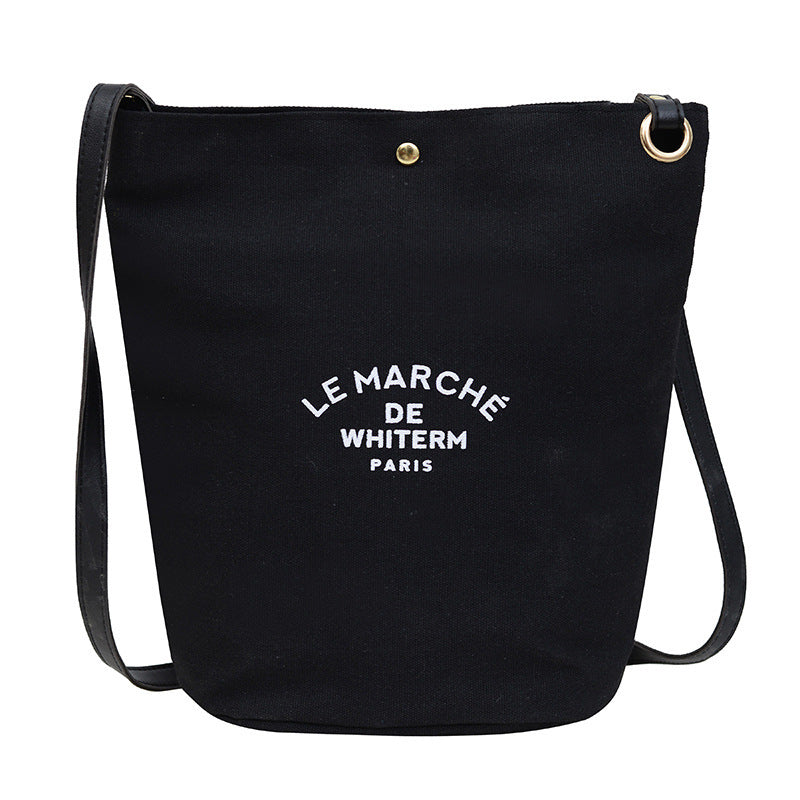 Canvas Messenger Bag Unisex Minimalist Printed Bucket
