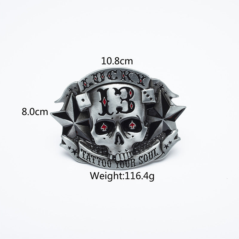 Unisex Genuine Leather Skull Belt Regular Fit Smooth Buckle