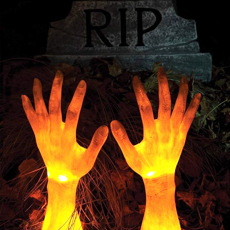 Resin Glowing Ghost Hand Ornament for Halloween Garden Decor