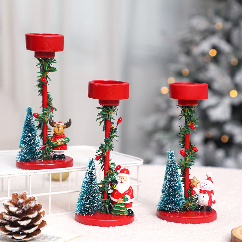 Resin Christmas Desktop Candlestick Decor Santa Snowman