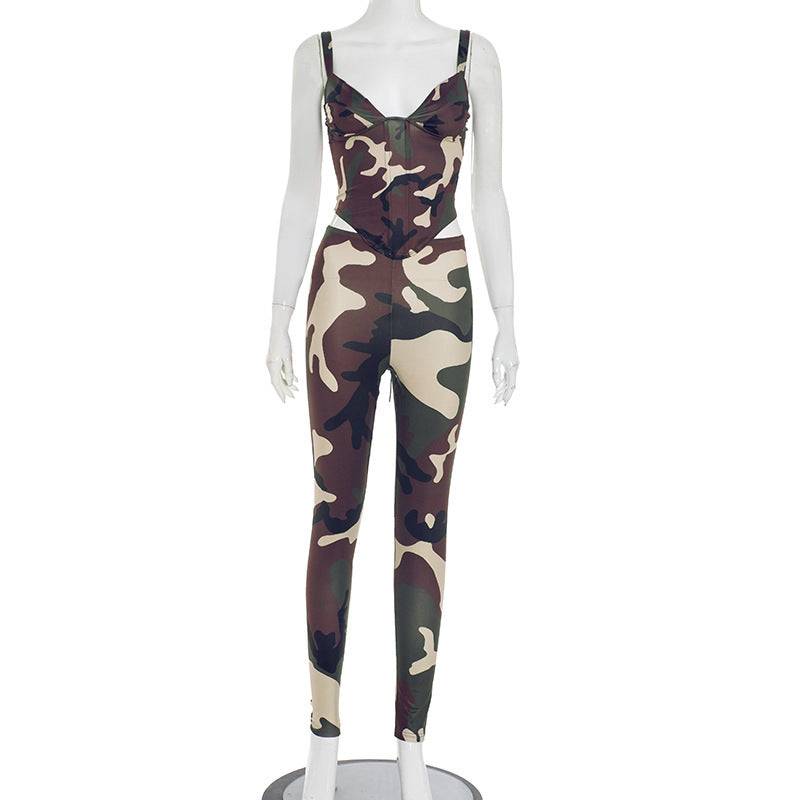 Unisex Camouflage Milk Silk Polyester Streetwear Set Vest