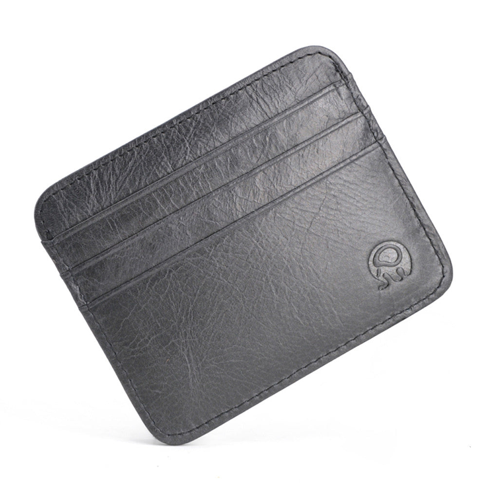 First Layer Cowhide Coin Purse Bus Card Holder