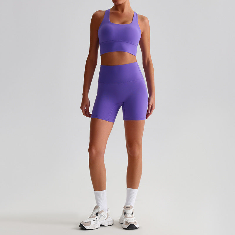 Women’s Sports Bra & High-Waist Biker Shorts 2-Piece Set