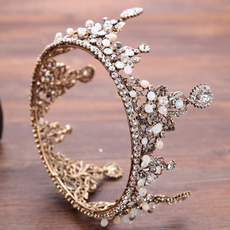 Elegant Korean-Style Retro Alloy Rhinestone Flower Wedding Headband Crown