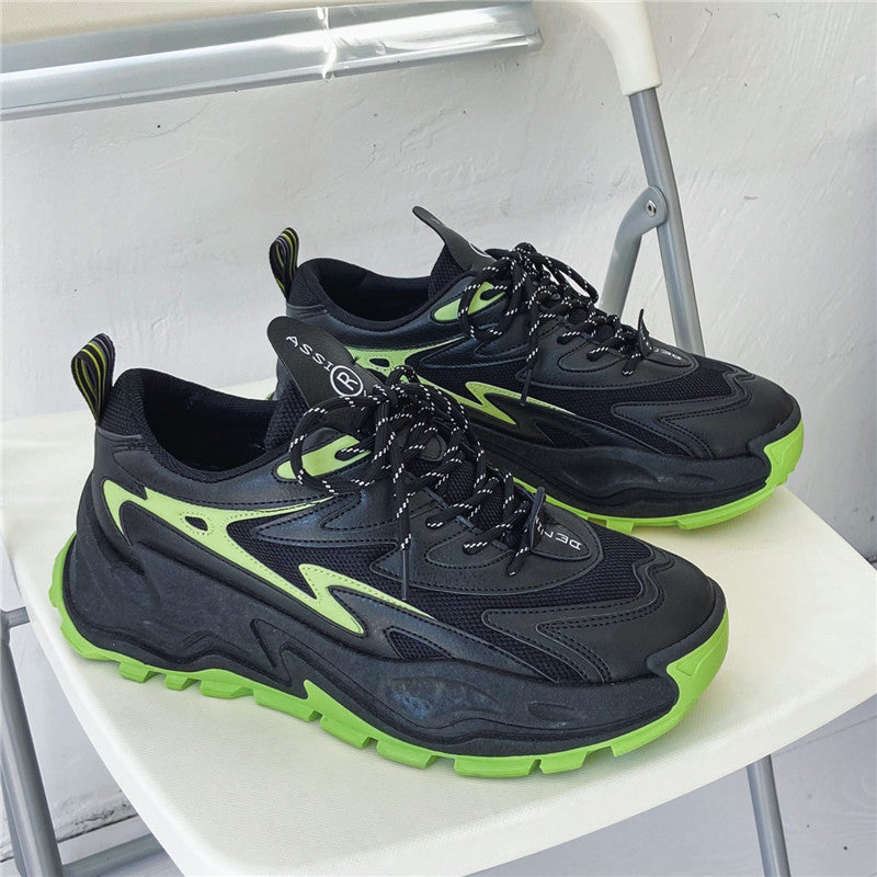 Thick-soled Daddy Shoes Sports Low-top Outdoor Solid Color Artificial Leather