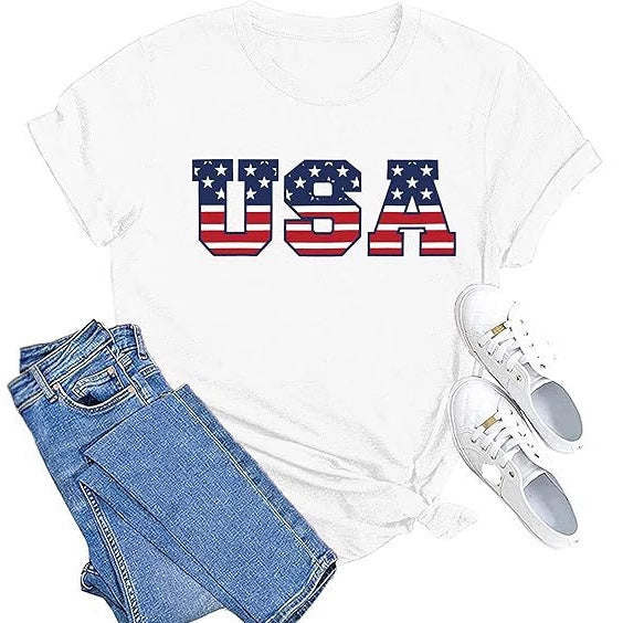 3D Digital Printing American Flag Women T-shirt