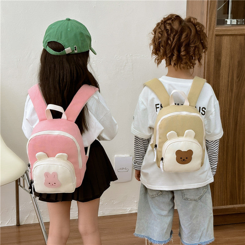 Girls Cartoon Bunny Backpack Canvas School Bag For Kids