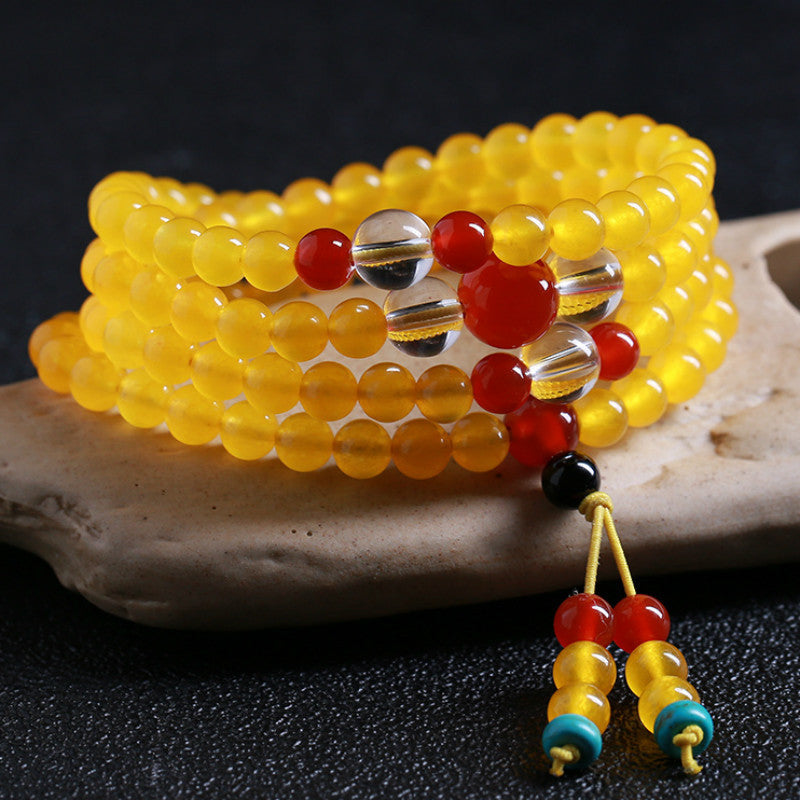 108 Beads Agate Jewelry Gift Necklace Crystal Canary Stone Bracelet