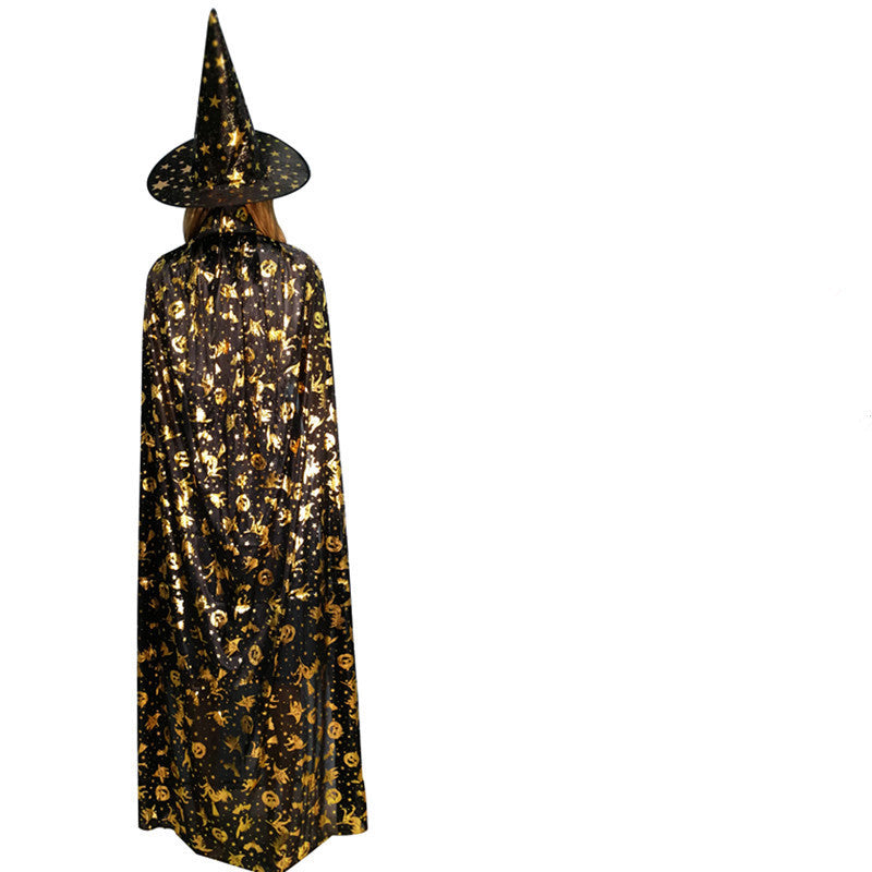 Halloween Cloak Children Adult Costume Props Bronzing Pumpkin Cloak Witch Cloak Cloak