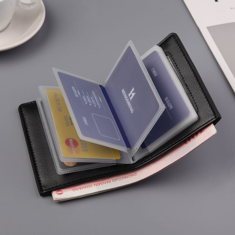 Men's Slim PU Leather Wallet Solid Card Holder With Slots