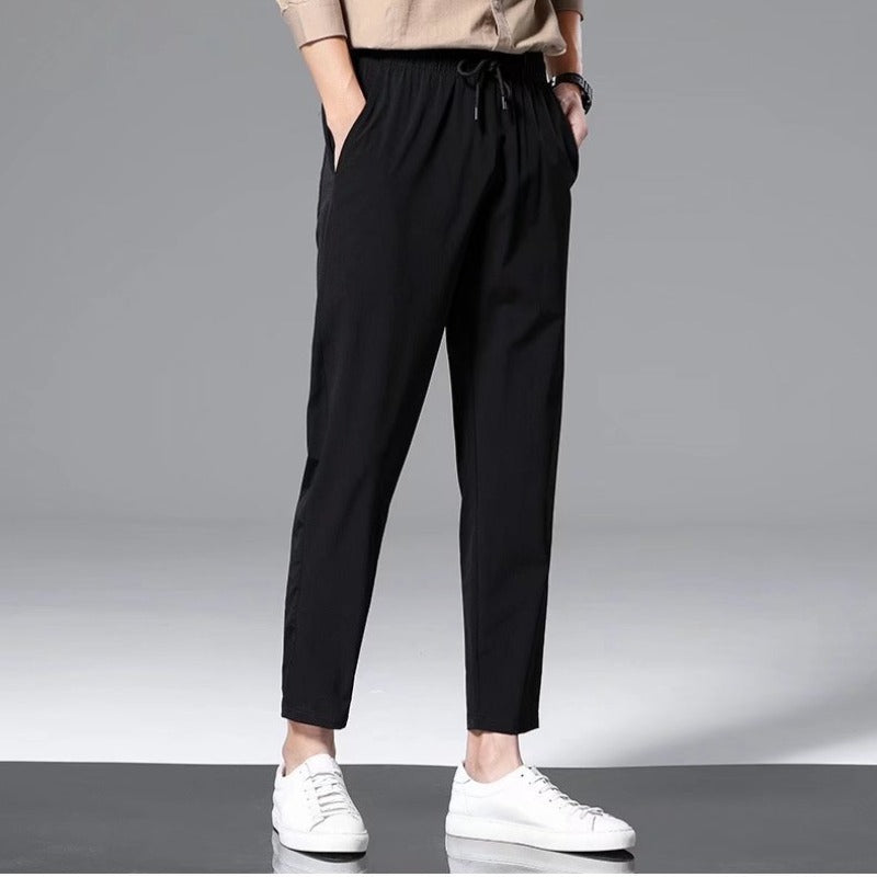 Men’s Ice Silk Nine-Point Sweatpants – Loose Thin Breathable Style