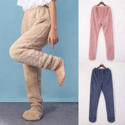 Women’s Winter Coral Fleece Leggings – Warm Pajama Pants with Ankle & Knee Guard for Home