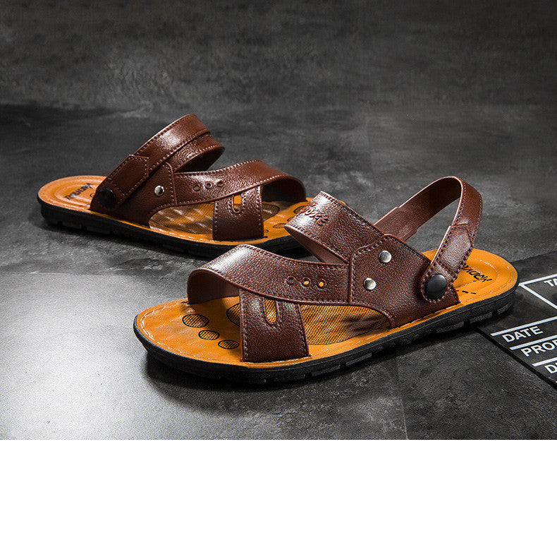 Men's PVC Open Toe Sandals PU Lined Casual Beach Shoes