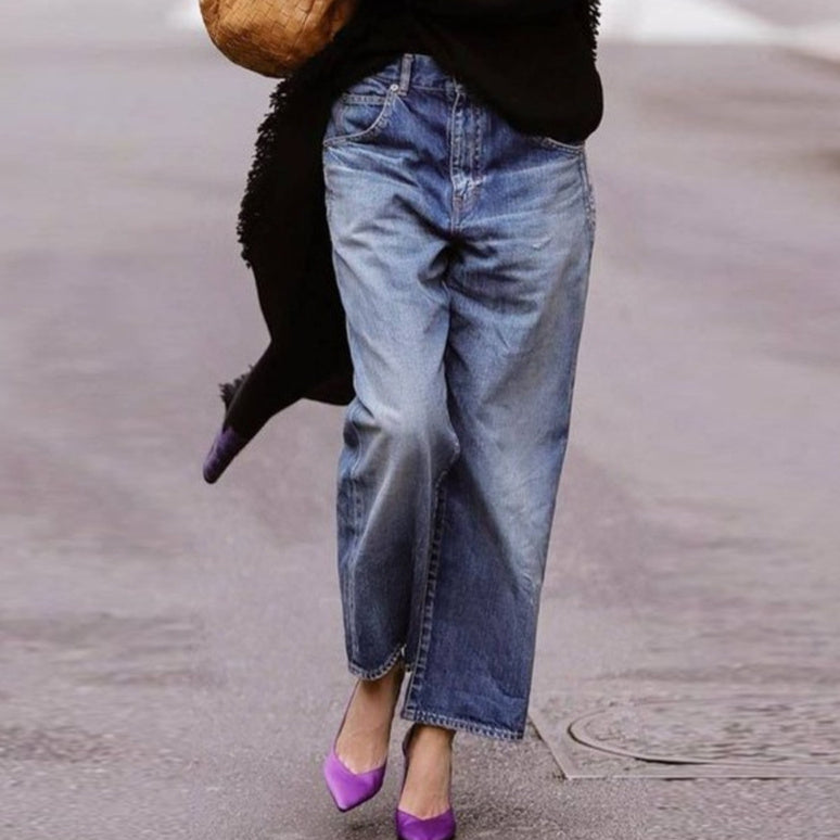 Women’s Washed Straight-Leg Casual Jeans