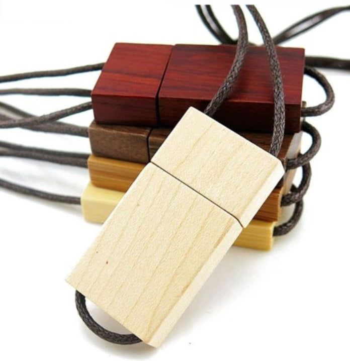Wooden USB Flash Drive with Lanyard – Creative Gift, USB 3.0 (16–128GB)