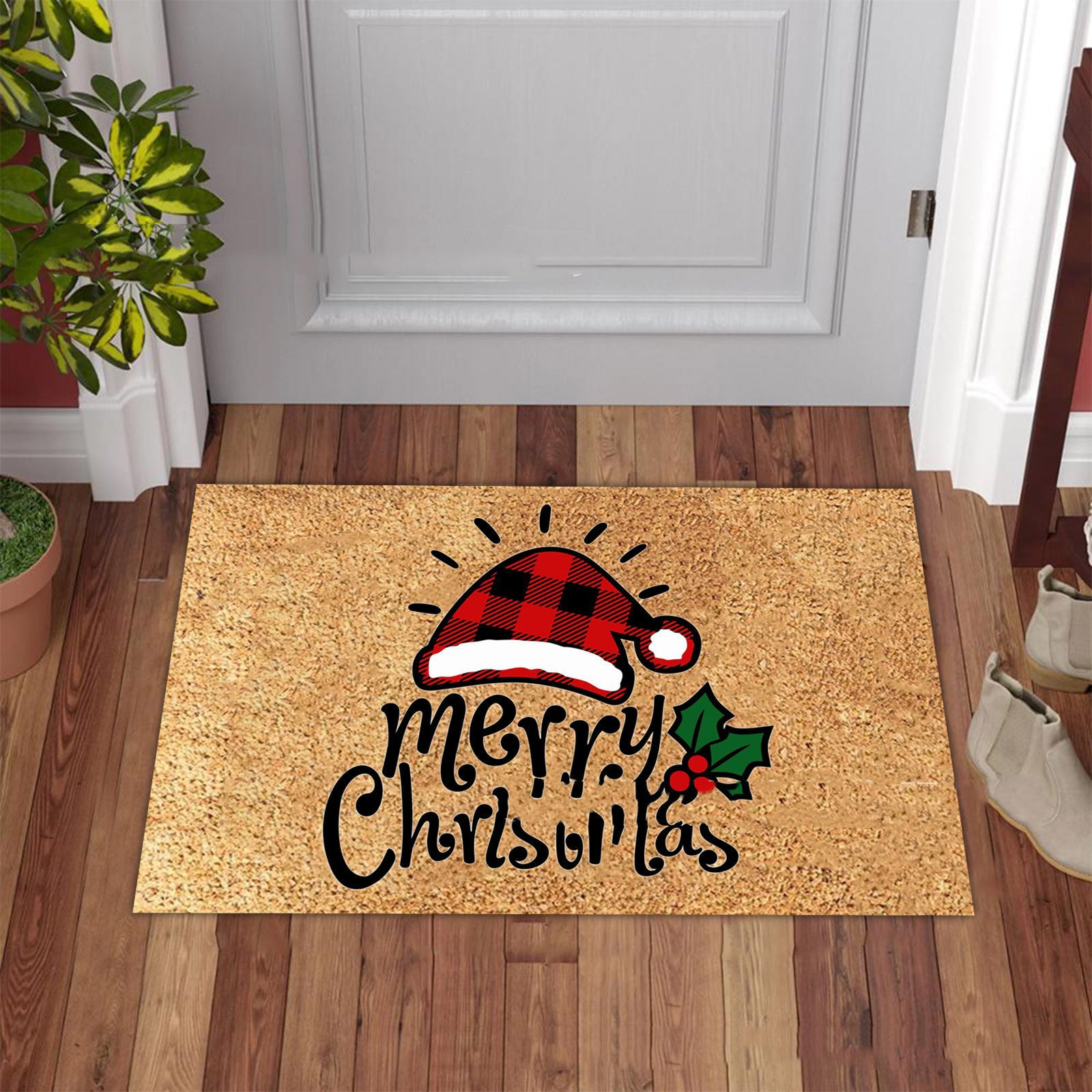 Christmas Series Flannel Floor Mat Non-slip Fluffy Carpet