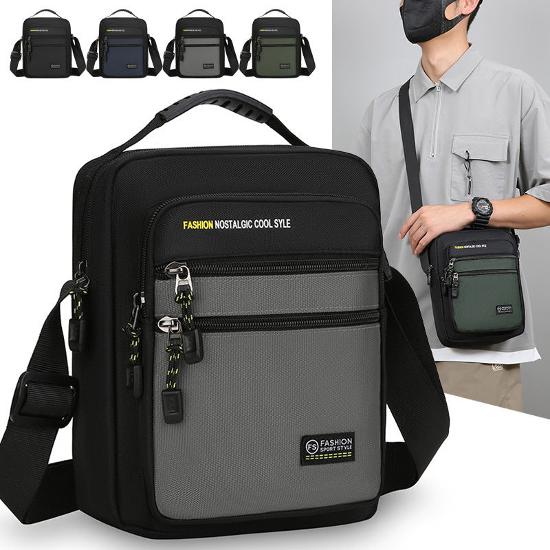 Mens Nylon Crossbody Bag Solid Color Urban Style Waterproof