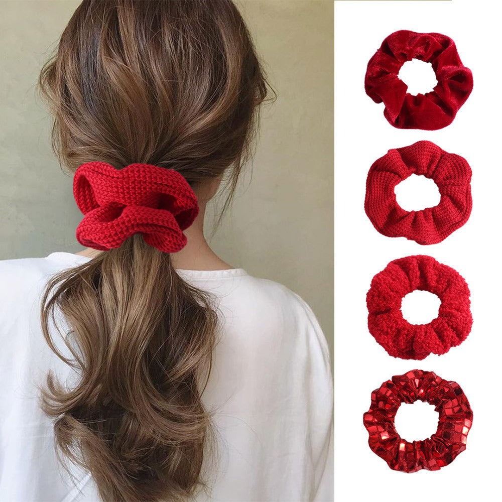Vintage Velvet Solid Color Hair Scrunchies for Women and Girls