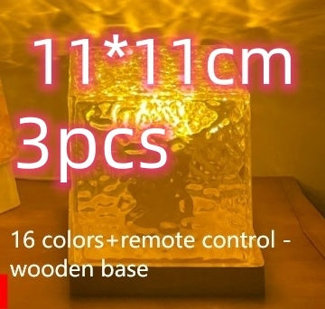 LED Water Ripple Projection Crystal Table Lamp with RGB Dimmable Ambient Night Light