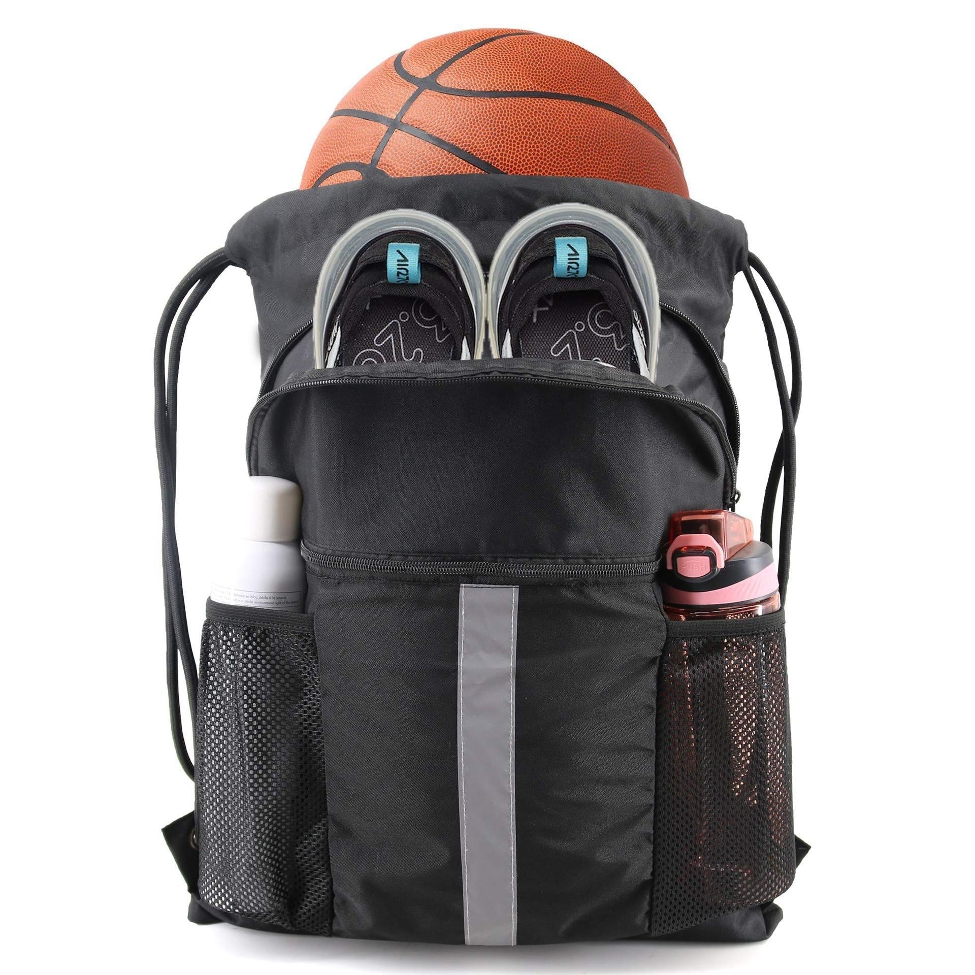 Unisex Nylon Drawstring Backpack With Shoe Compartment