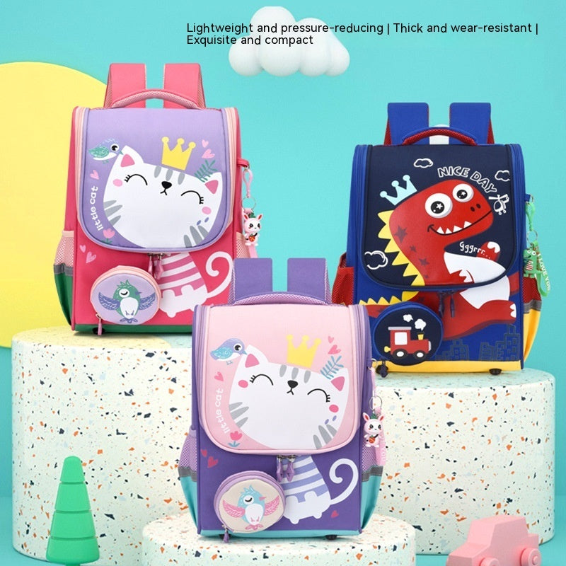 Unisex Kids Cartoon Dinosaur Space Backpack Nylon Durable