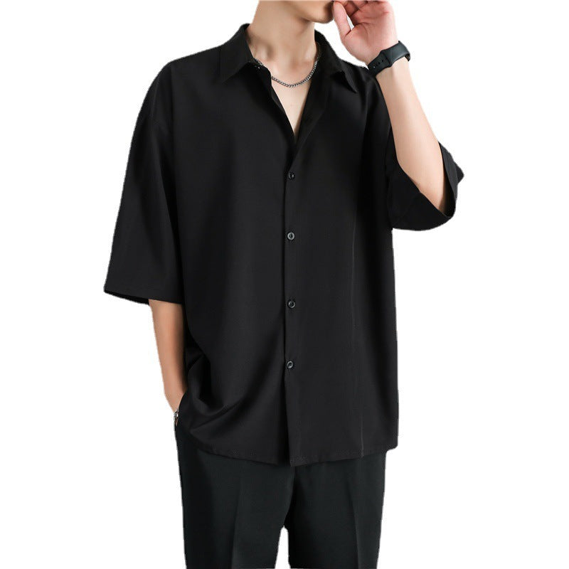 Men's Fashion Casual Loose Solid Color Shirt