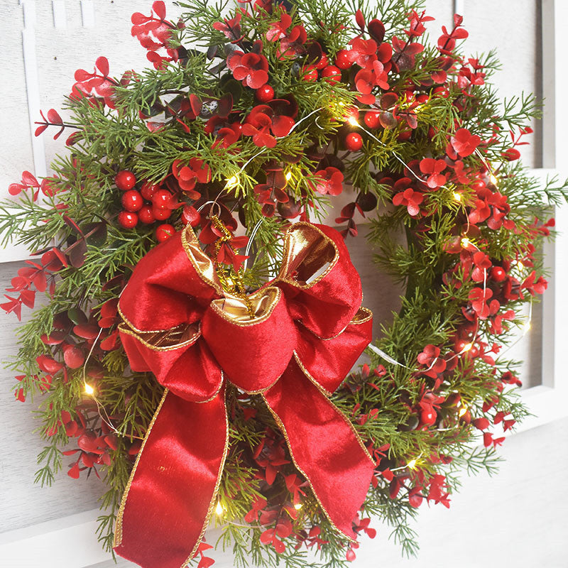 Artificial Cherry Christmas Wreath Red Door Hanging Garland Decoration
