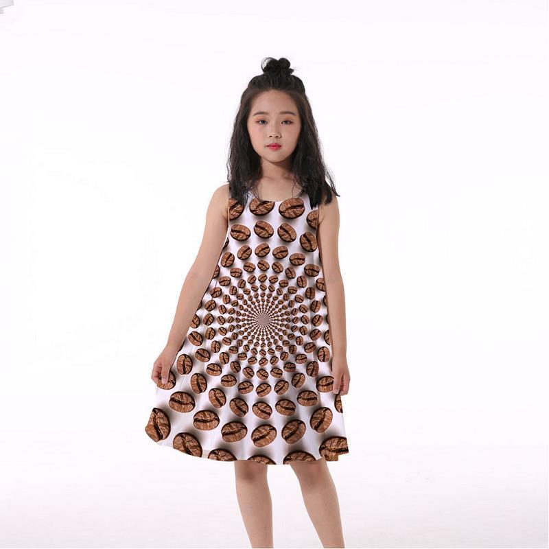 3D Rainbow Print Girls' Dress Nightdress