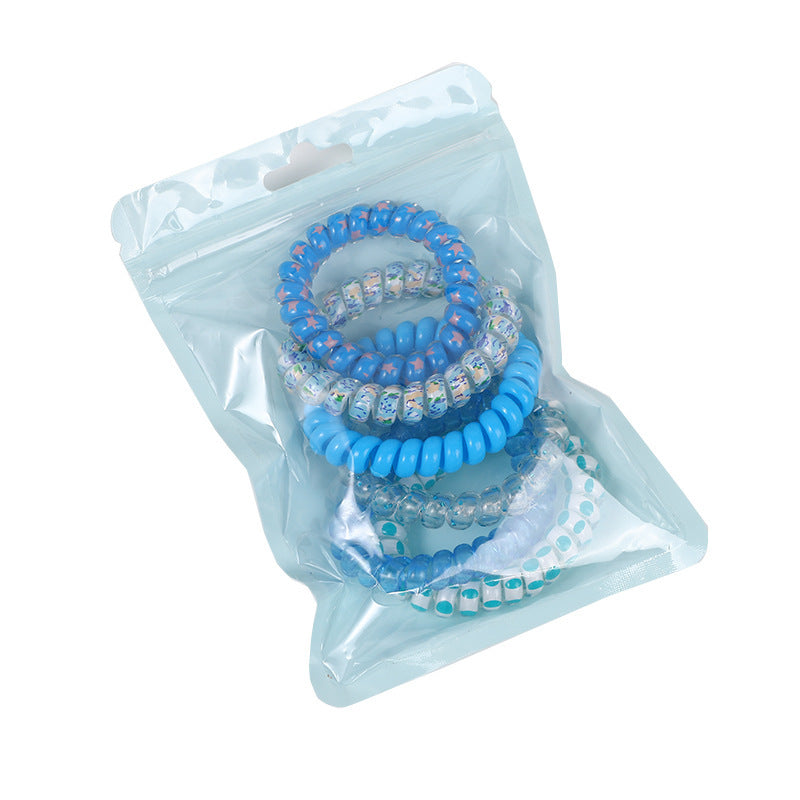 Gradient Color Telephone Line Hair Rope Girls Head Rope Rubber Band Headdress