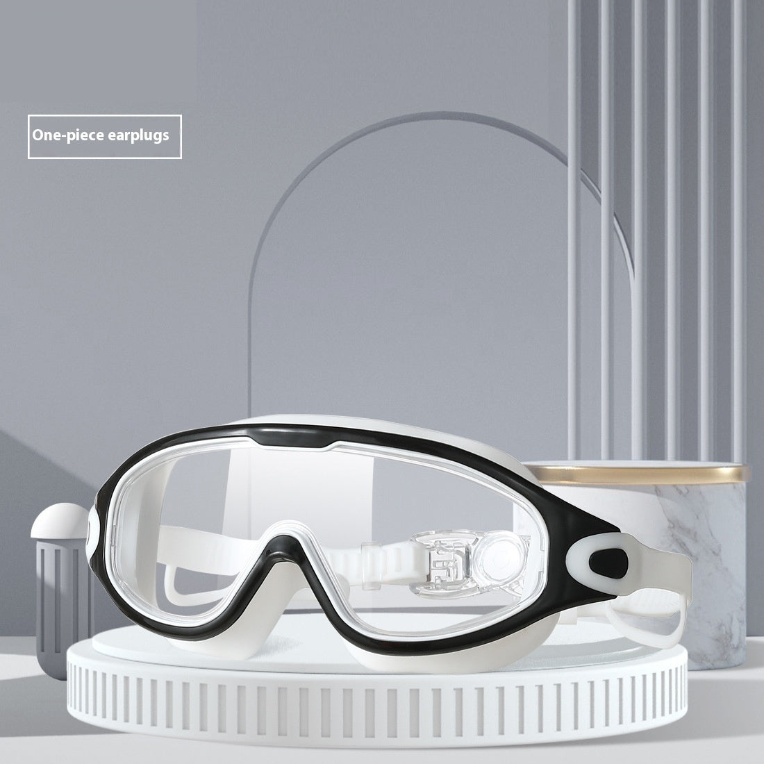 HD Waterproof Anti-fog Plating Swimming Goggles Plain Large Frame