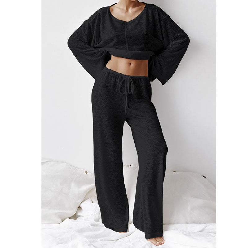 Women's Polyester Lounge Set White Casual European Style
