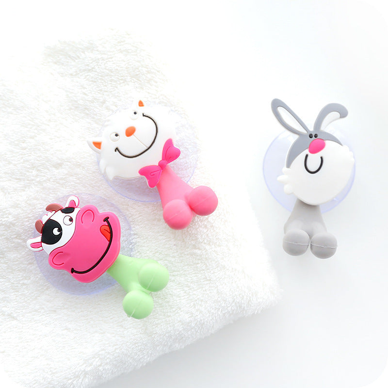 Cute Cartoon Animal Suction Cup Toothbrush Holder – Bathroom Organizer