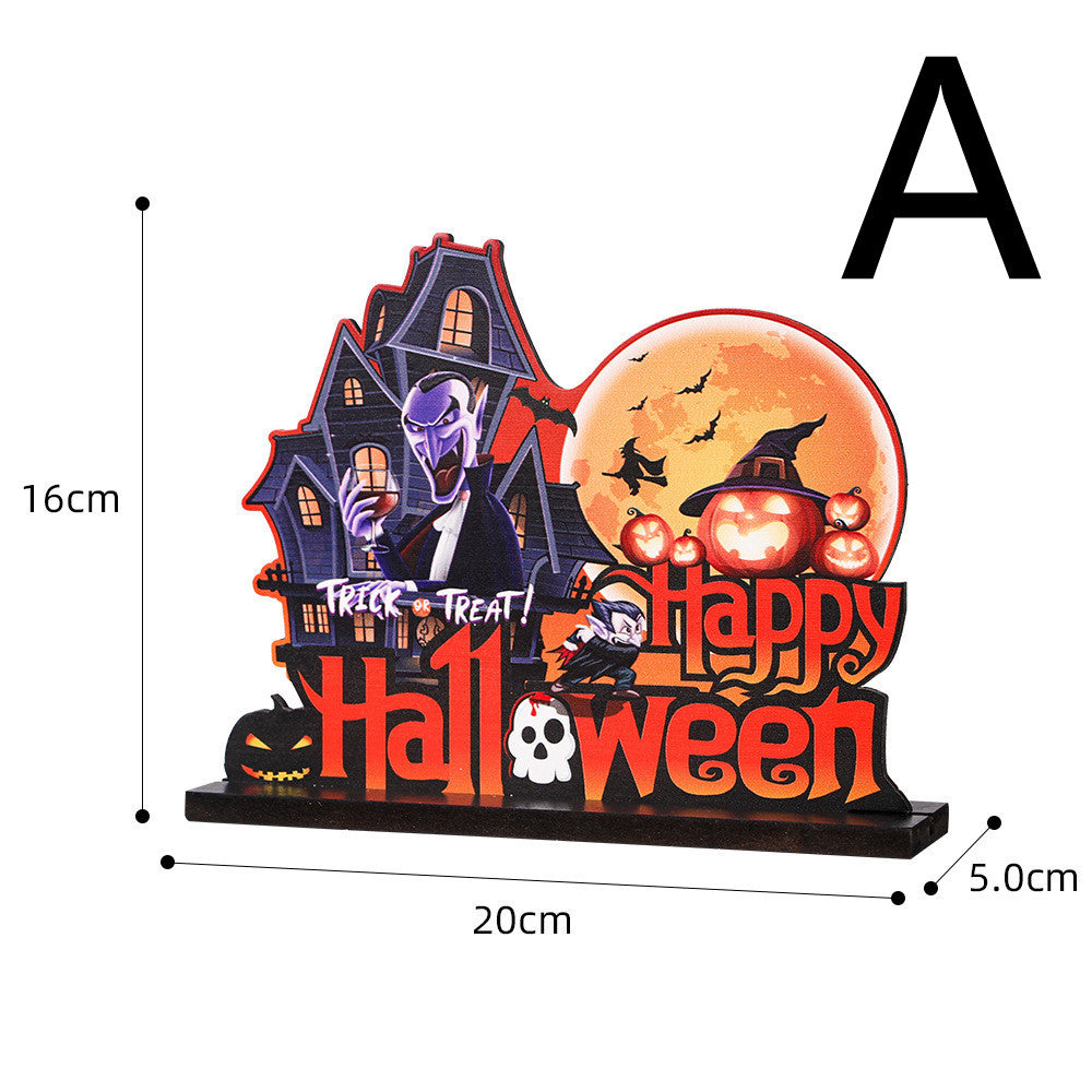 Halloween Wooden Ornaments Horror Atmosphere Arrangement Pumpkin Decoration