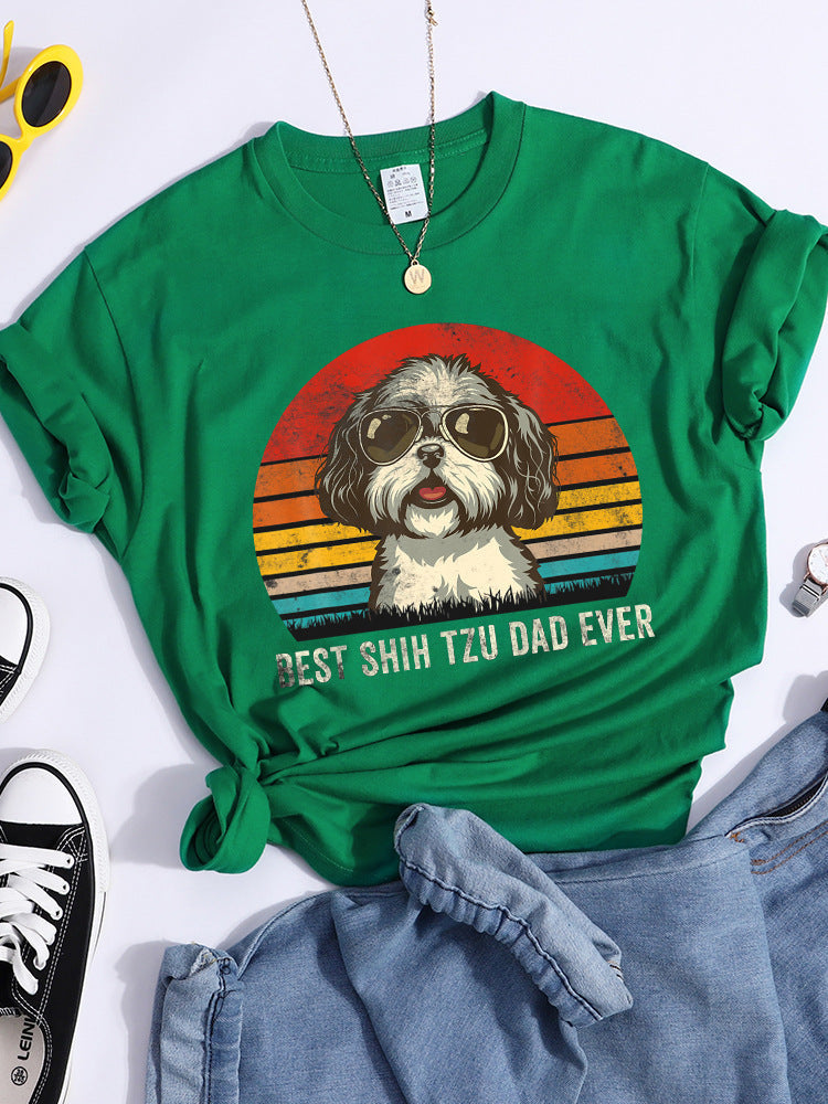 Womens Loose Polyester Kawaii Pattern Tee
