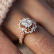 Elegant Rose Gold Plated Full Diamond Geometric Women’s Engagement Ring