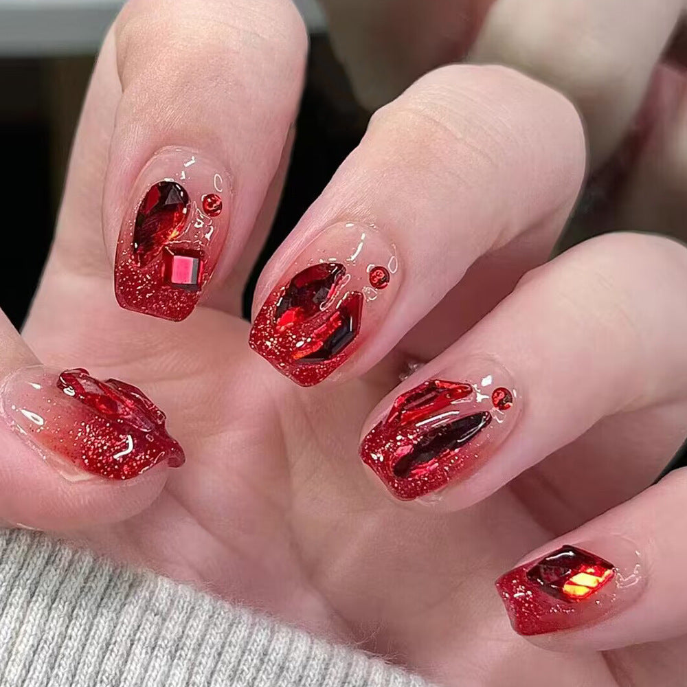 Hand Worn Nail Piece In China-Chic Red In The Year Of The Snake