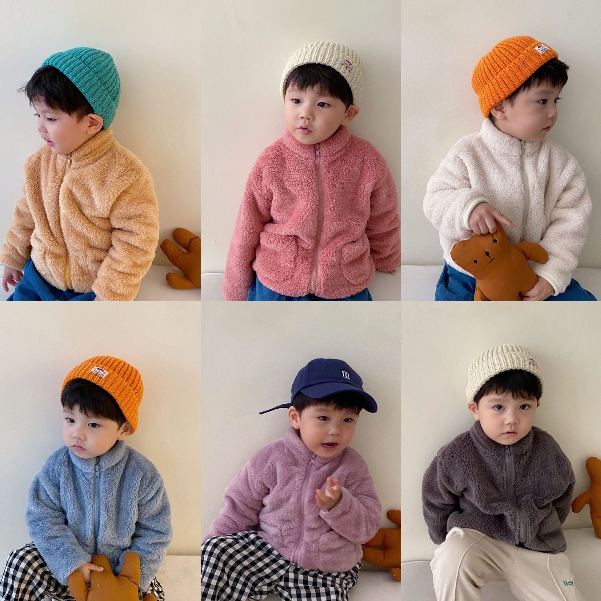 Kids Sherpa Fleece Jacket Full Zip Winter Outerwear
