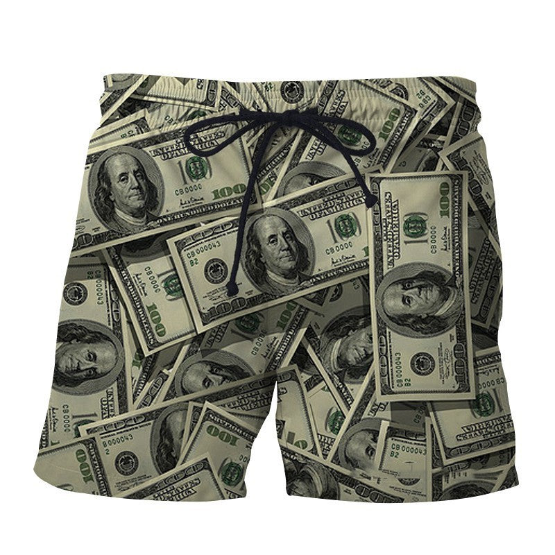 Men's Straight Leg 3D Digital Printed Polyester Shorts