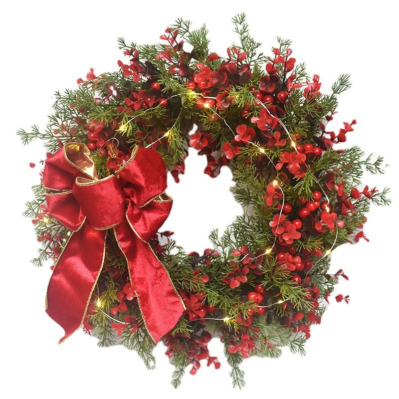 Artificial Cherry Christmas Wreath Red Door Hanging Garland Decoration