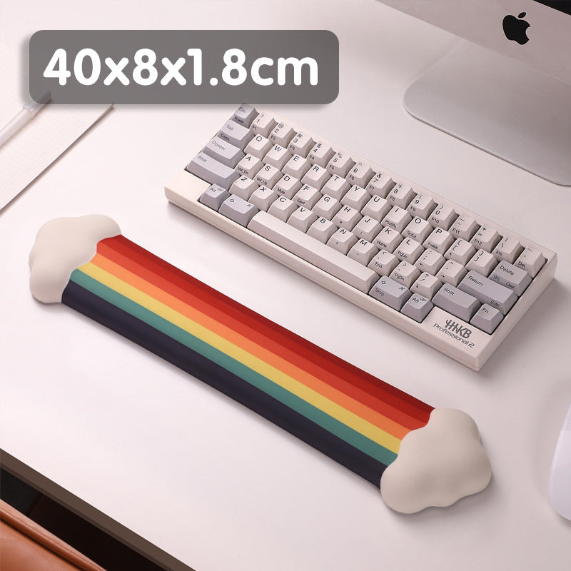 Cloud Rainbow Silica Gel Wrister Mouse Pad Keyboard Support Slippery Washable