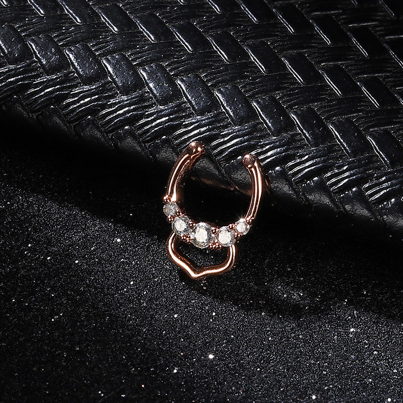 Rose Gold And Diamond Nose Nails Non Perforated Nose Nails