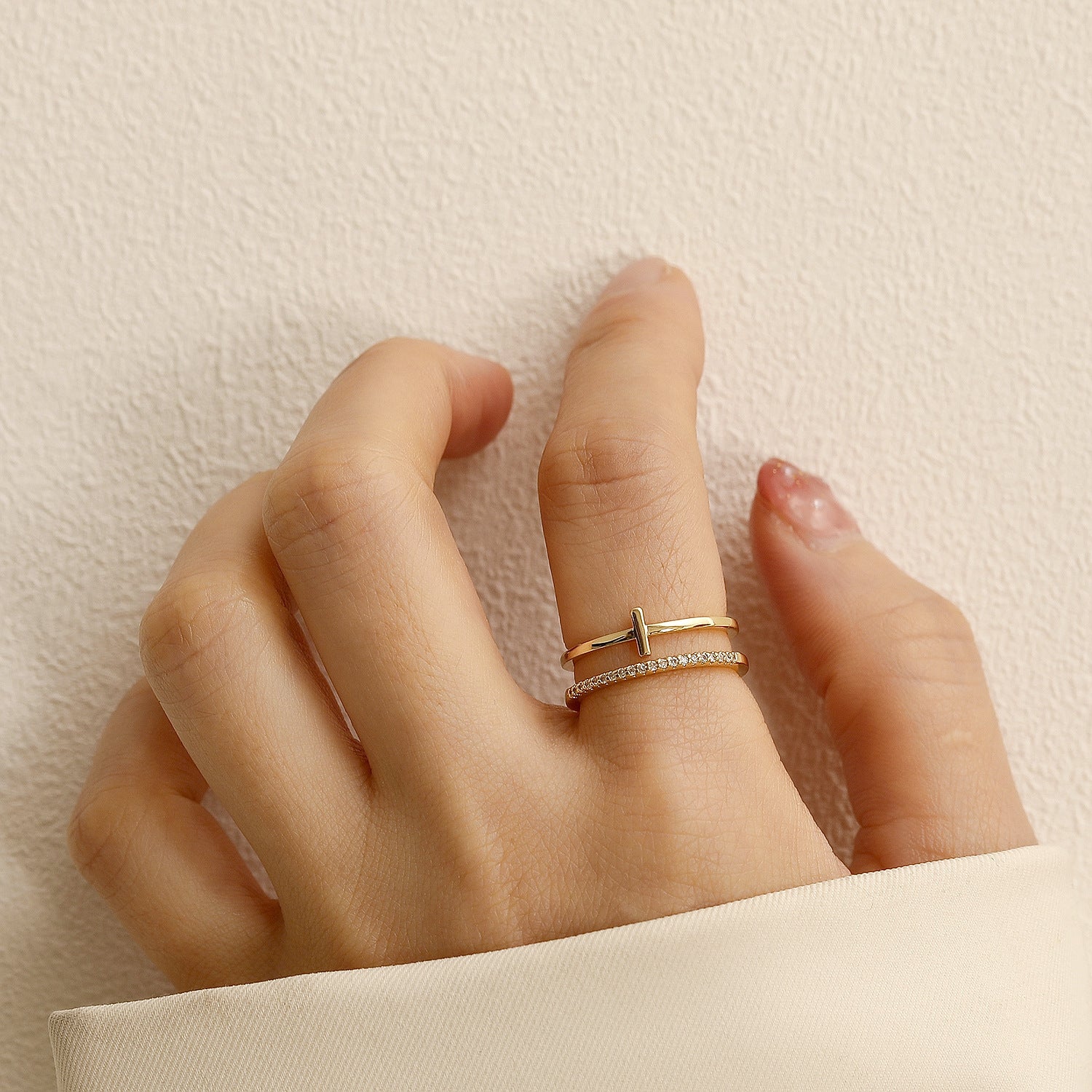 Women’s Adjustable Gold Tone Zircon Ring – Minimalist Copper Jewelry