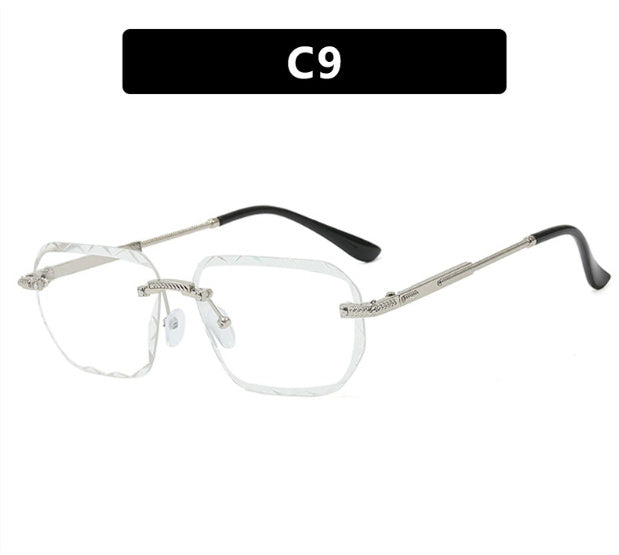 Frameless Square Metal Sunglasses for Women – Small Frame Trendy Eyewear