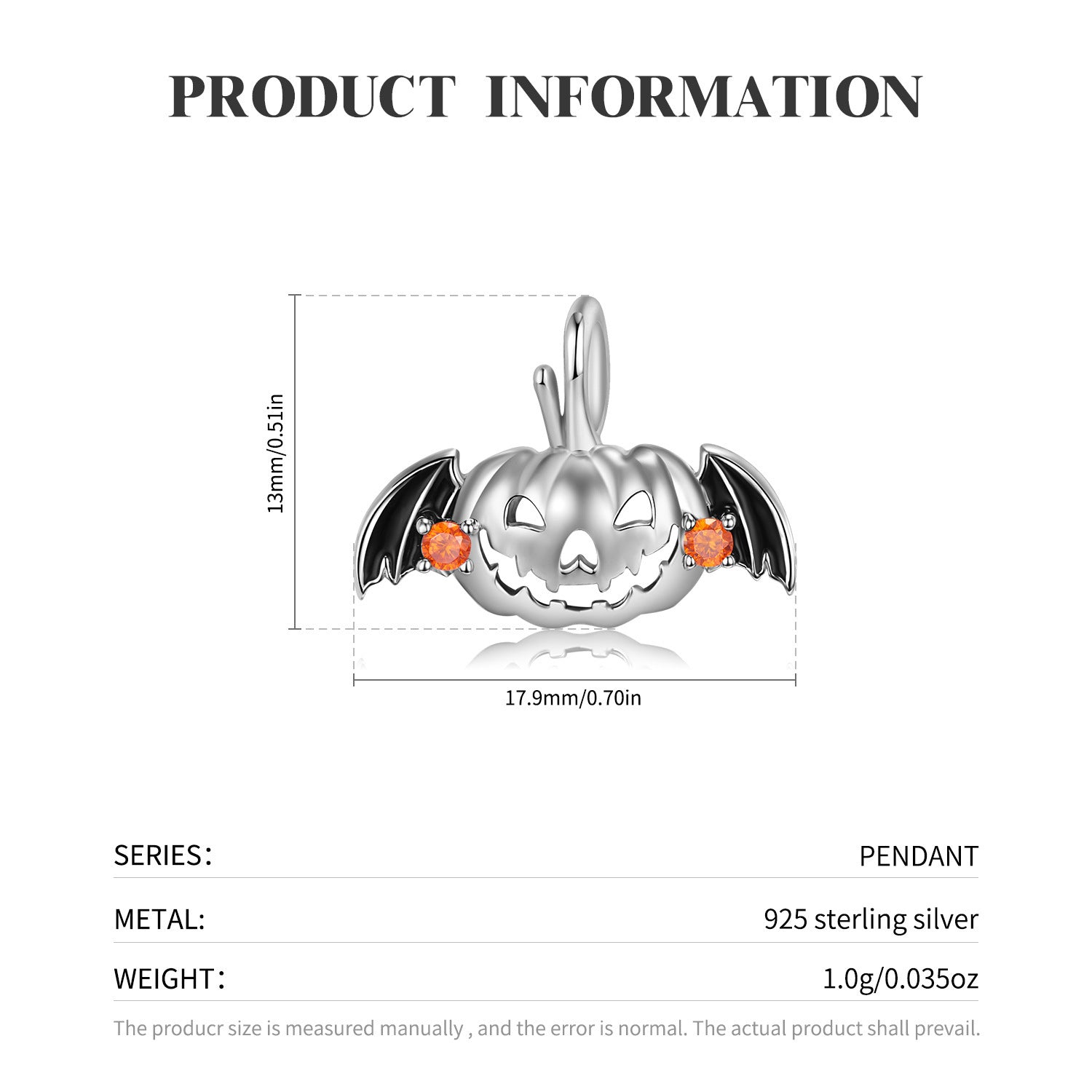 S925 Sterling Silver Drip Glue Hollow Flying Pumpkin Necklace Exquisite Halloween Jewelry