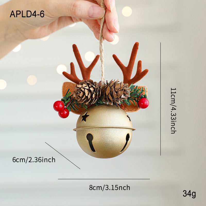Jingling Bell Antlers Bowknot Pine Cone Mixed Pendant Show Window Hangings