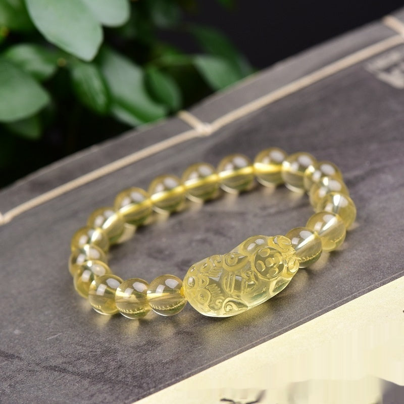 Fashionable And Individual Yellow Crystal Pendant Bracelet
