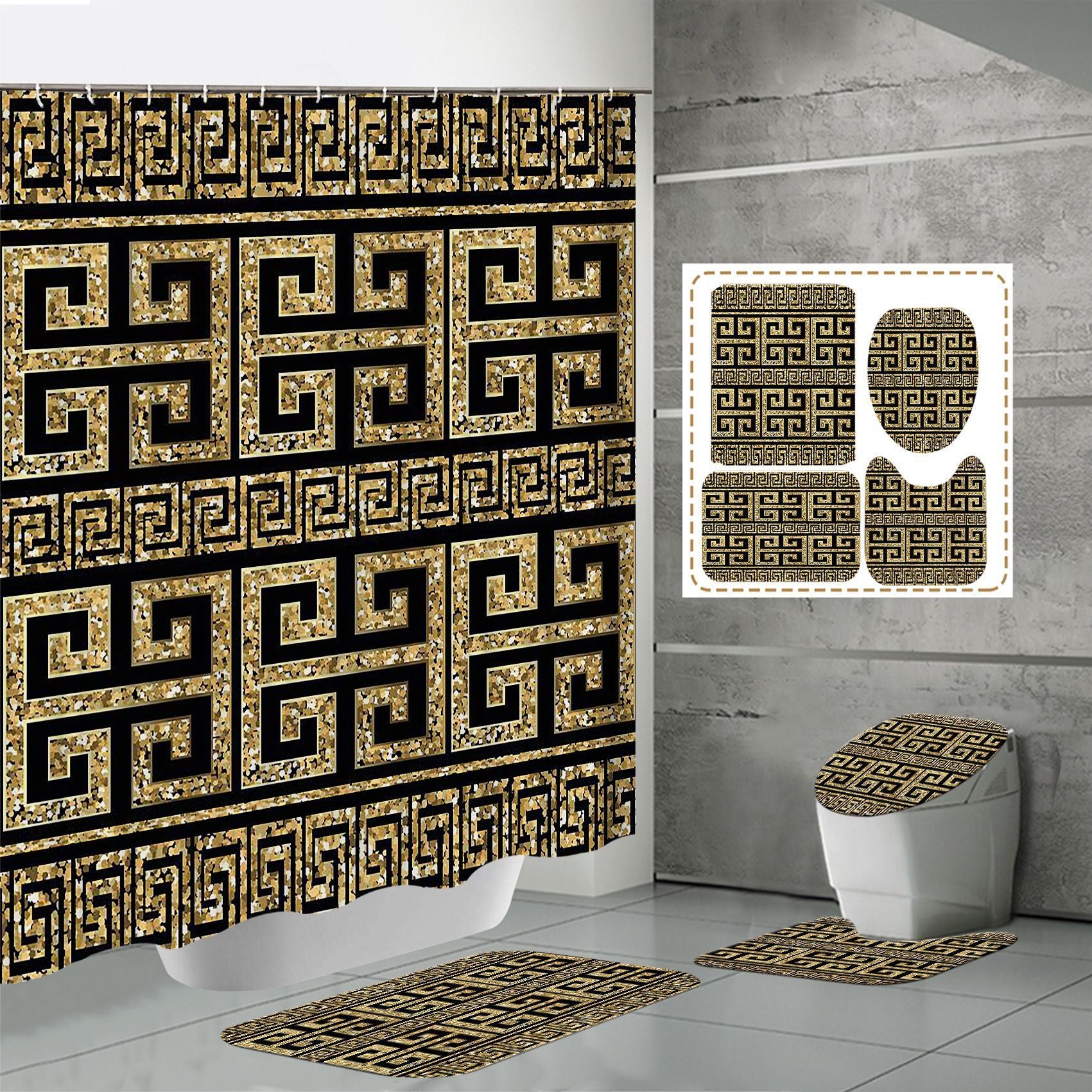 3D Digital Printing Punch-free Polyester Shower Curtain
