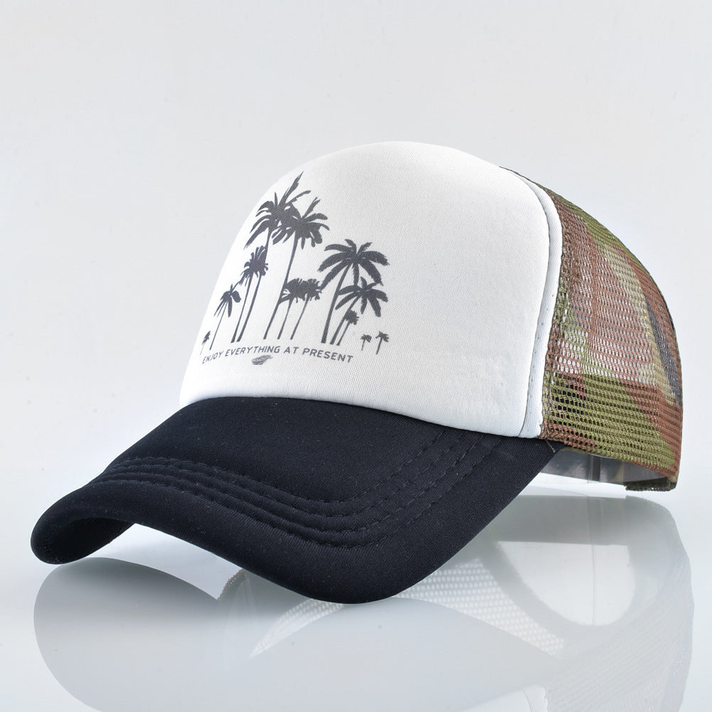 Summer Holiday Wide Brim Baseball Cap for Men and Women with Hip-Hop Flower Print