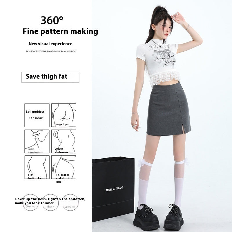 Women’s Fresh & Sweet College Style Mini Skirt – Solid Color High-Waist Casual Skirt